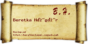 Beretka Hágár névjegykártya